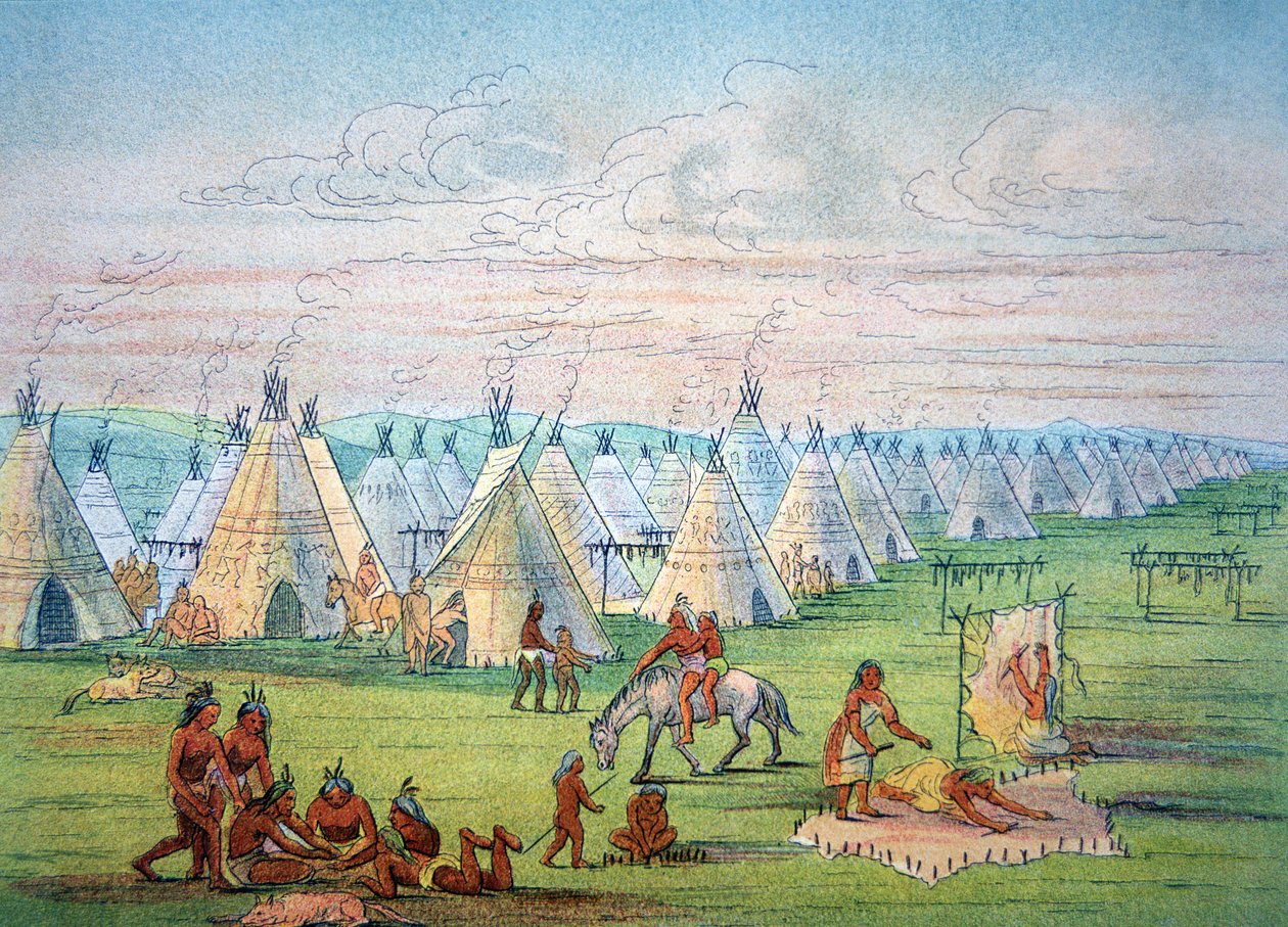 Sioux Kamp Scène door George Catlin