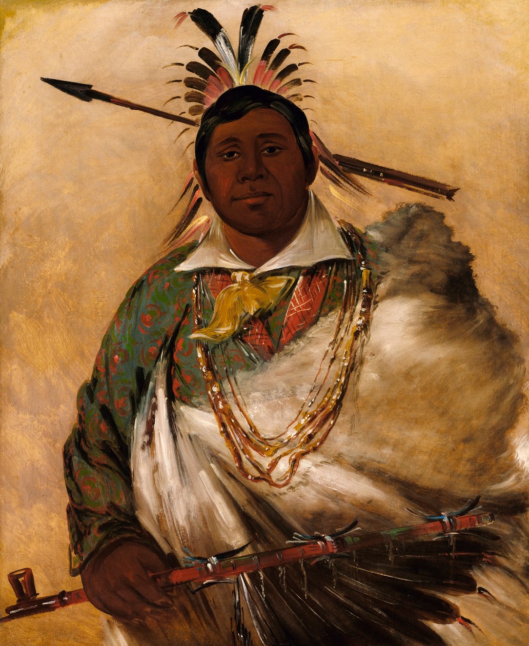 Téh-ke-néh-kee, zwarte jas, een opperhoofd door George Catlin