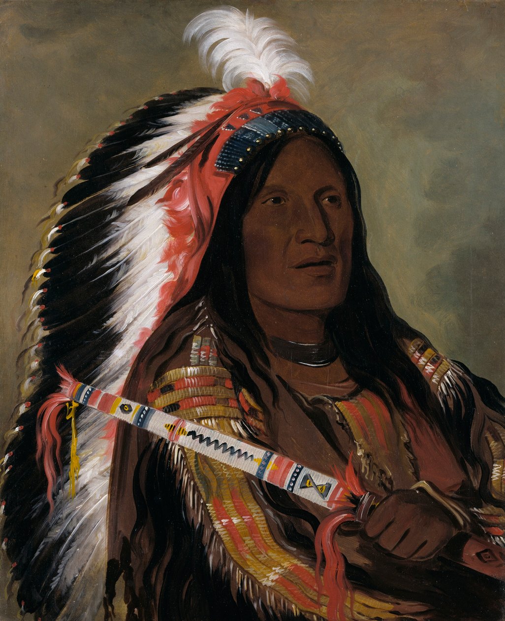Táh-téck-a-da-háir, Steile Wind, een dappere van de Slechte Pijl Punten Band door George Catlin
