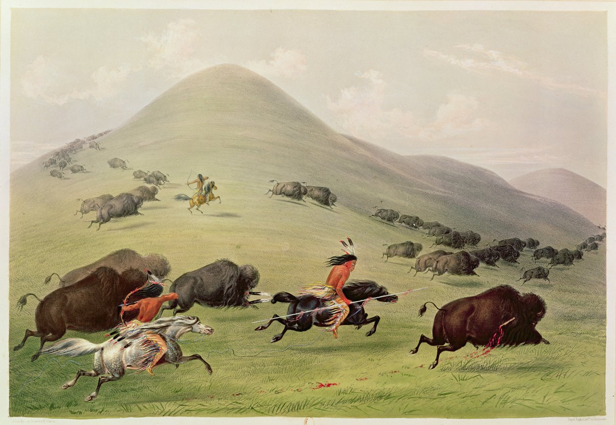 De Buffeljacht, ca.1832 door George Catlin