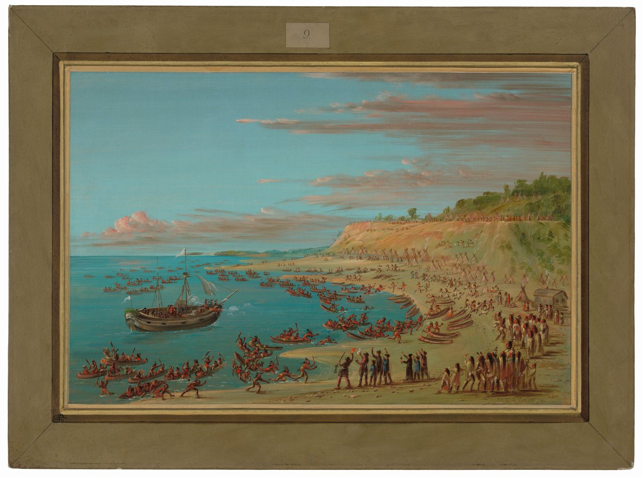 De Griffin vaart de haven van Mackinaw binnen. 27 augustus 1679 door George Catlin