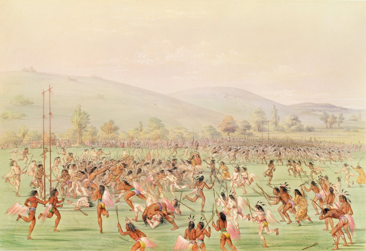 Het Indiase balspel, ca. 1832 door George Catlin