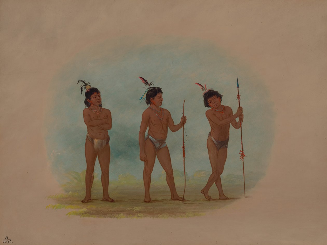 Drie Auca-kinderen, 1854-1869 door George Catlin