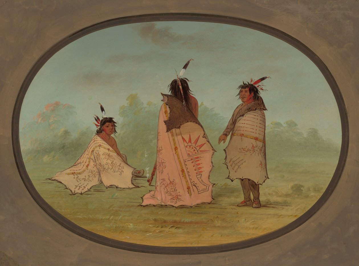 Drie Blackfoot Mannen, 1855-1869 door George Catlin