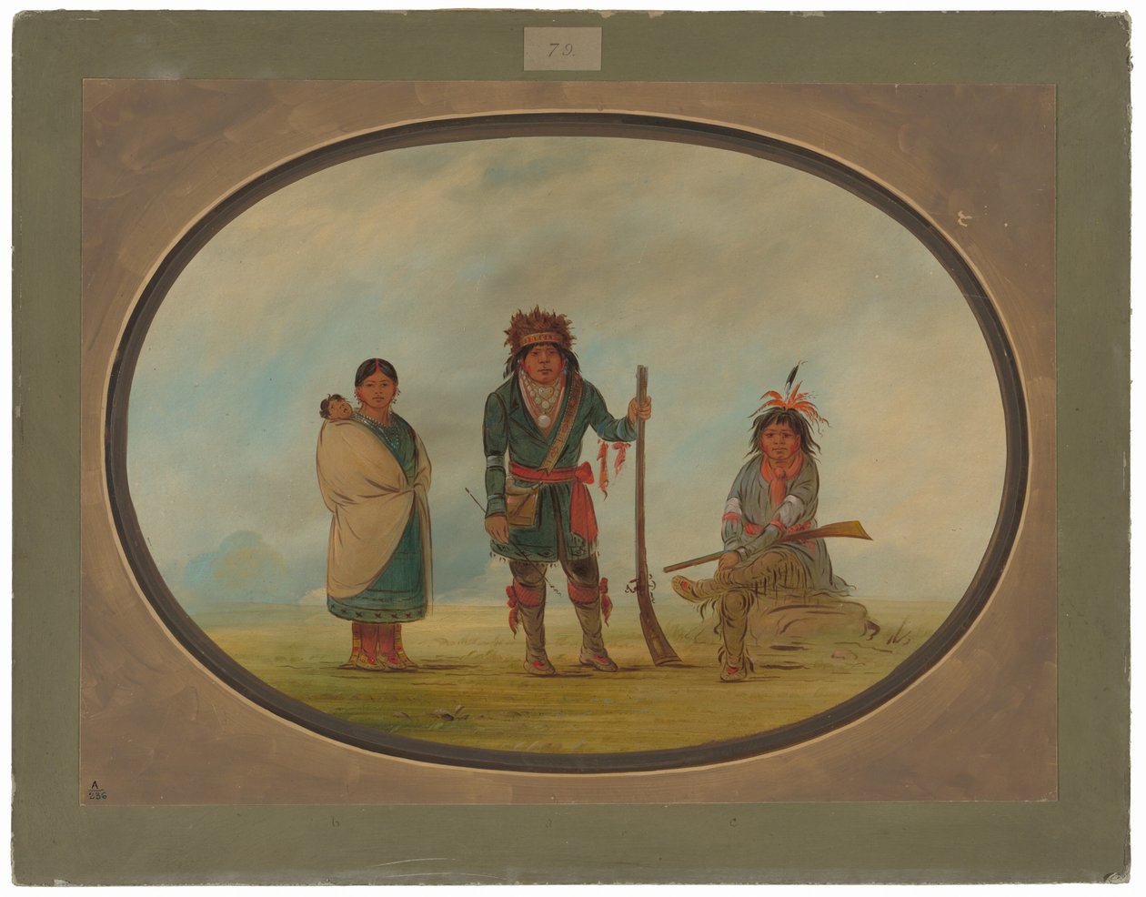Drie Micmac-indianen door George Catlin