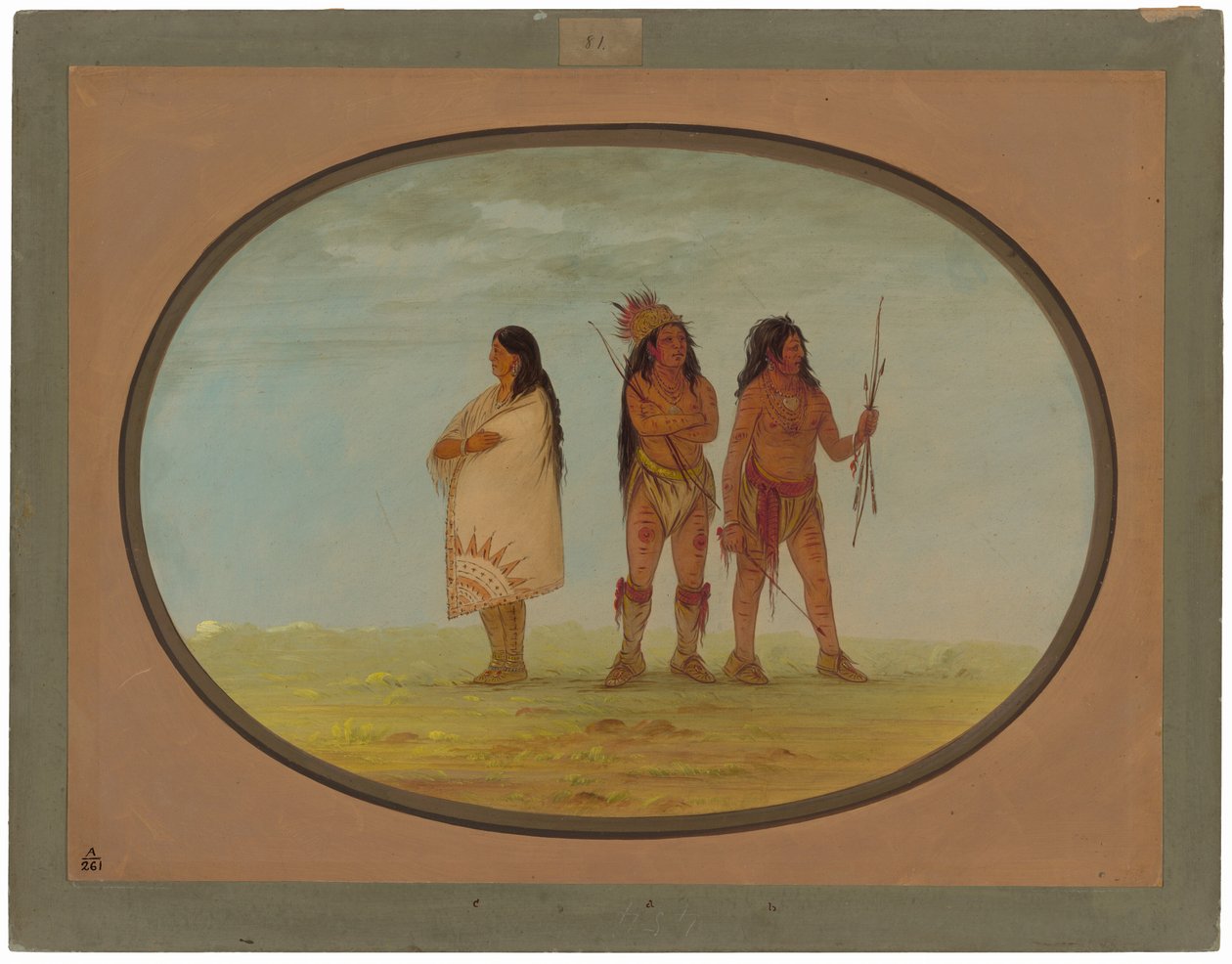 Drie Navaho-indianen door George Catlin