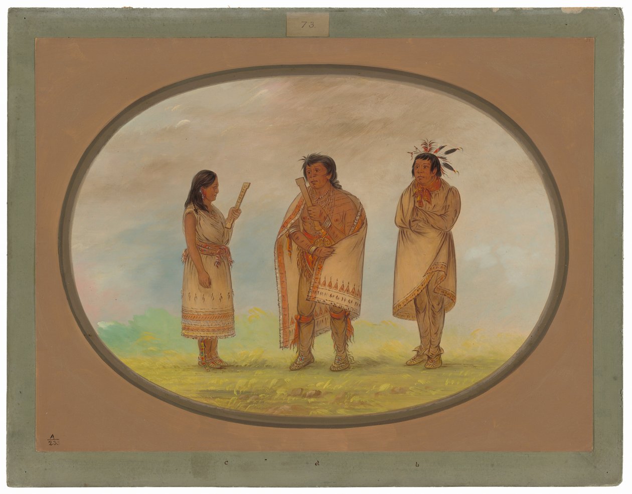 Drie Potowotomie-indianen door George Catlin
