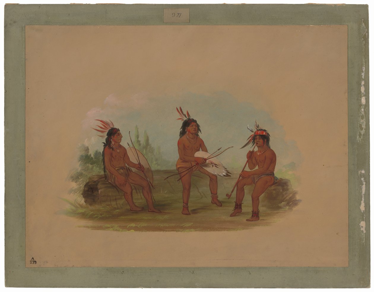Drie jonge Chinook-mannen door George Catlin