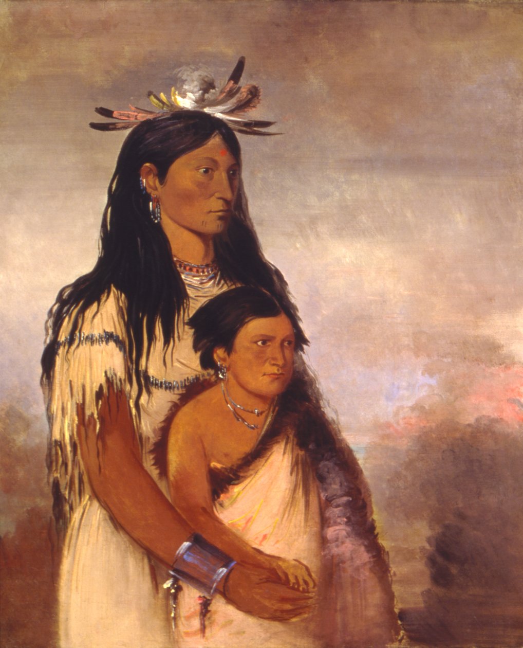 Túnk-aht-óh-ye, Donderer, een Jongen, en Wun-pán-to-mee, Witte Wezel, een Meisje door George Catlin