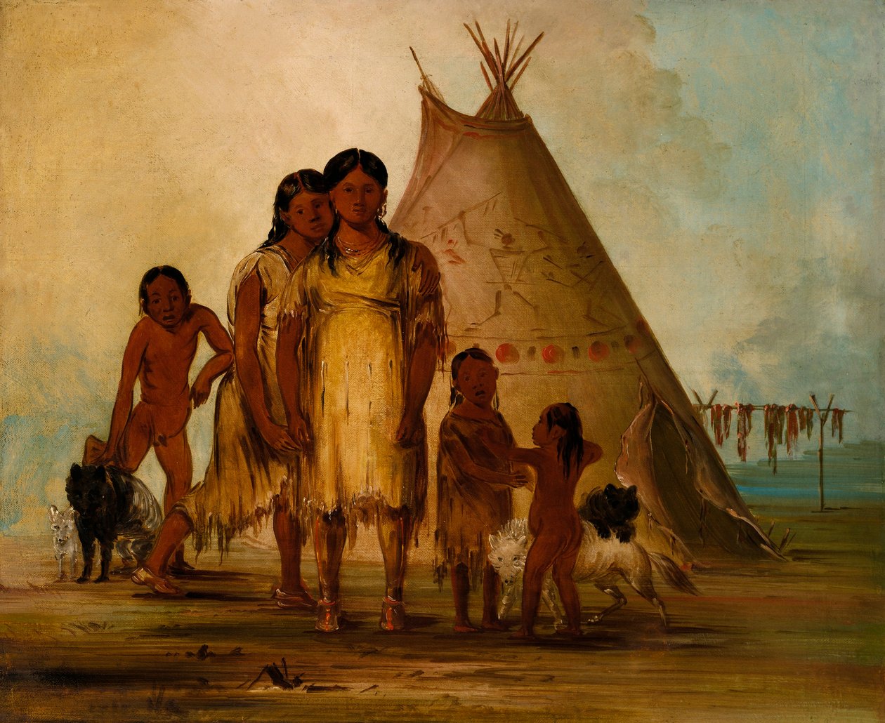 Twee Comanche-meisjes door George Catlin
