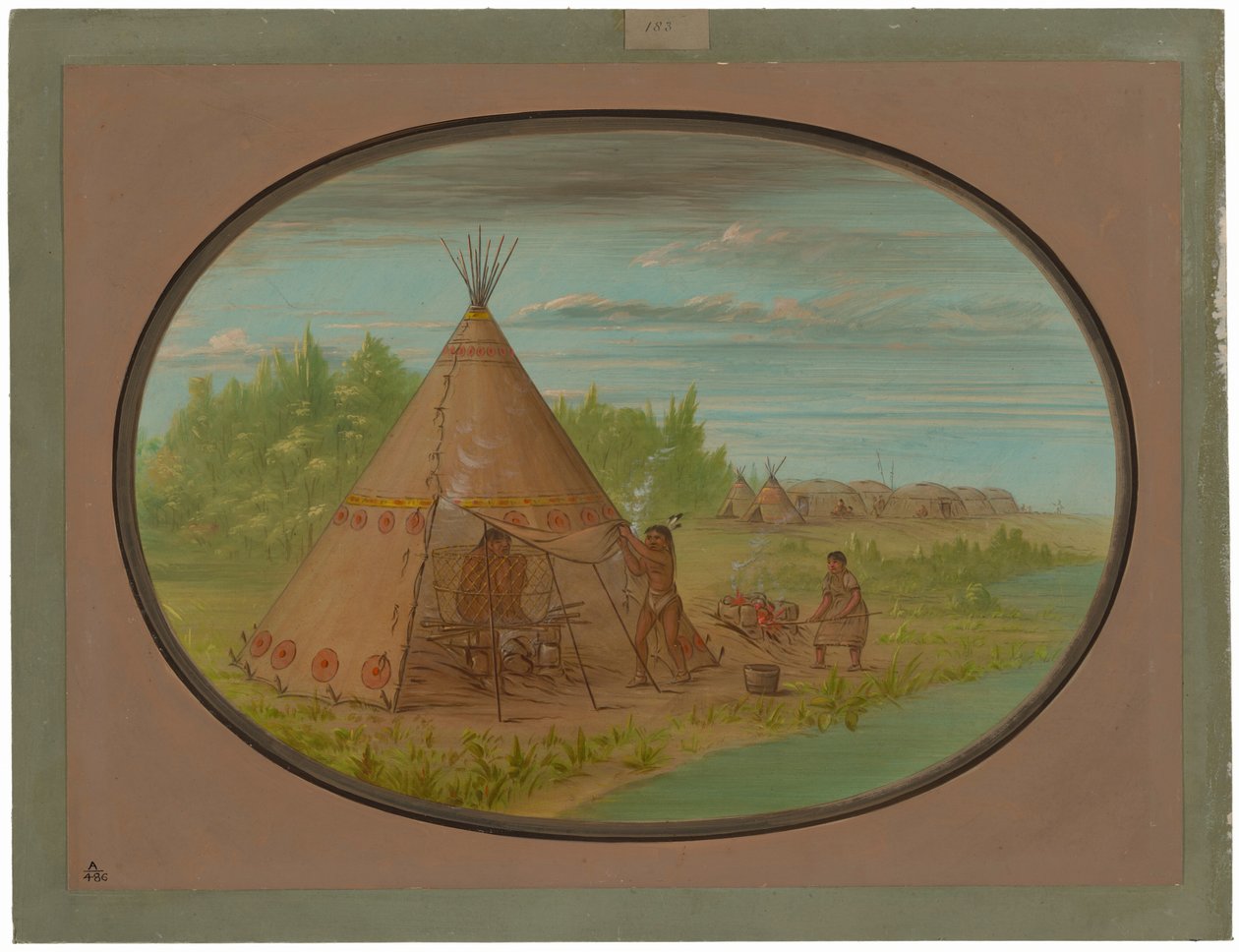 Stoombad - Minatarree door George Catlin