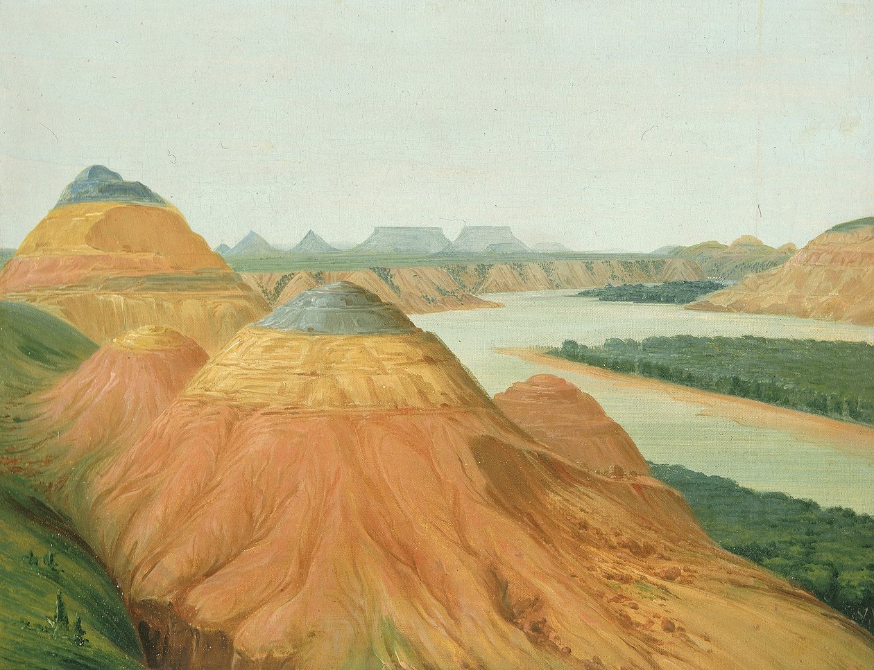 Uitzicht in de grote bocht van de bovenloop van de Missouri door George Catlin