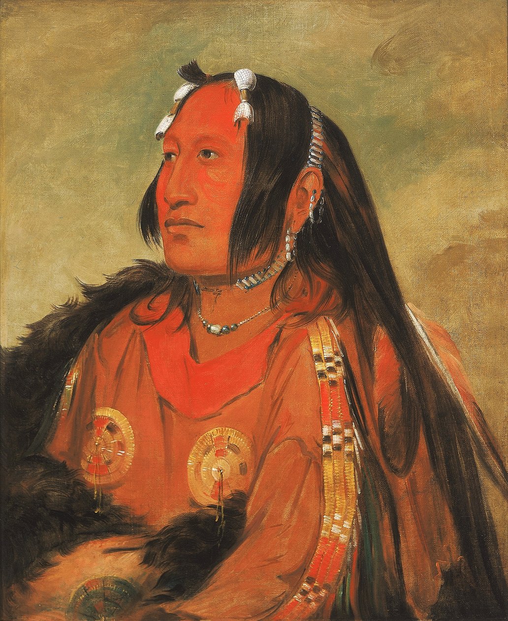 Wi-jún-jon, Duiveneierkop (Het Licht), een onderscheiden jonge krijger door George Catlin