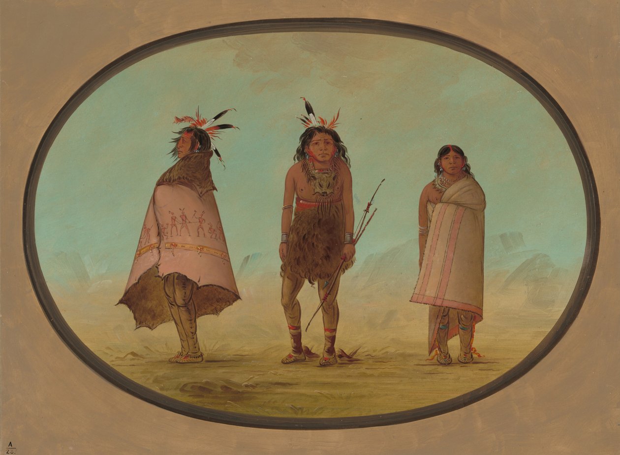 Yntah Medicijnman, een Krijger en een Vrouw door George Catlin