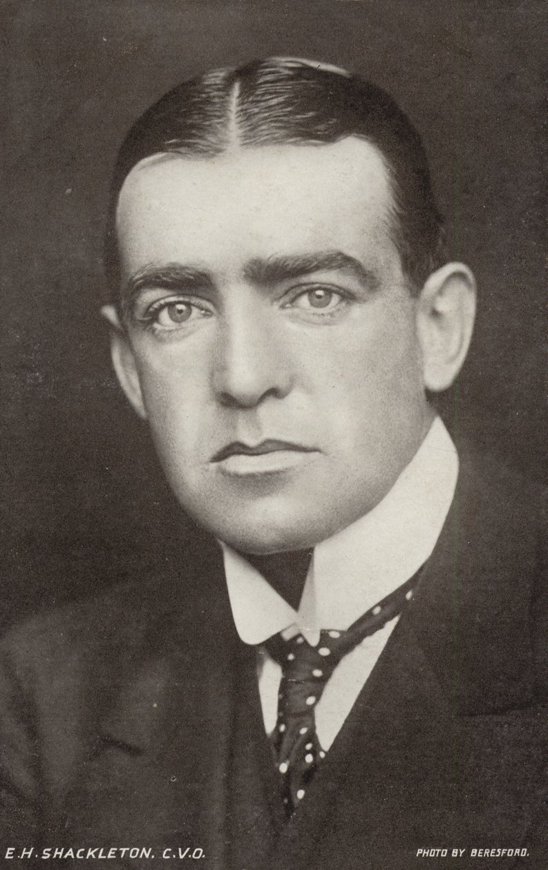 Ernest Shackleton (1874-1922), Brits Antactisch ontdekkingsreiziger (z/w foto) door George Charles Beresford