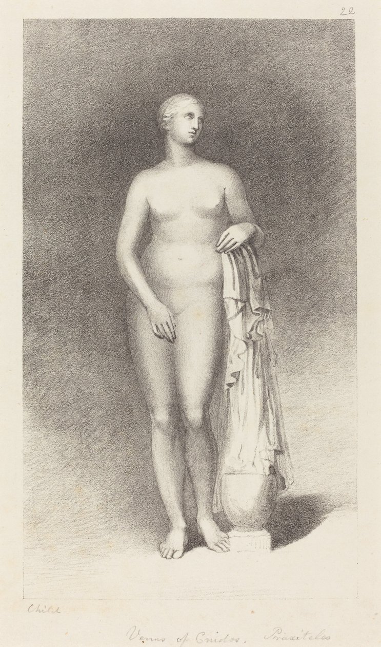 Venus van Cnidos, door Praxiteles door George Childs after John Flaxman