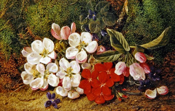 Bloesem en Geraniums bij Mossige Oever door George Clare