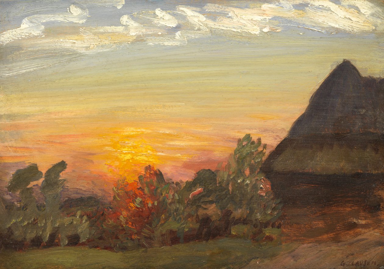 Duton Hill Zonsondergang, 1938 door George Clausen
