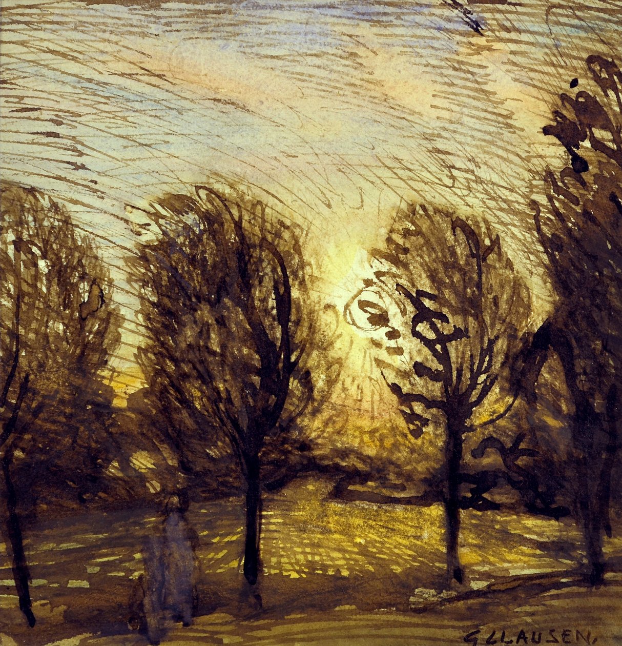 Zonder titel [Studie van bomen] door George Clausen