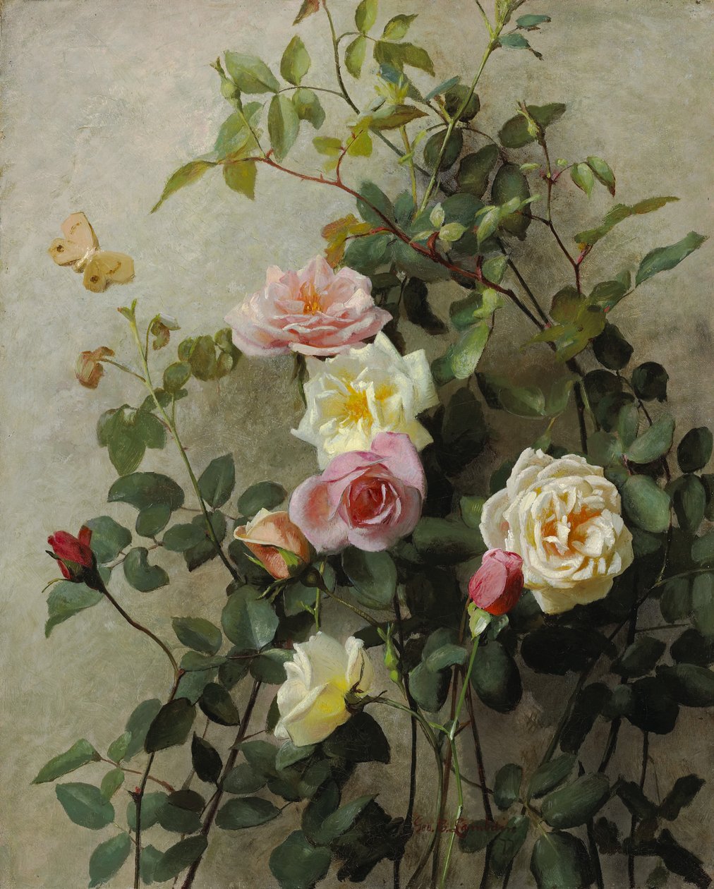 Rozen op een Muur door George Cochran Lambdin