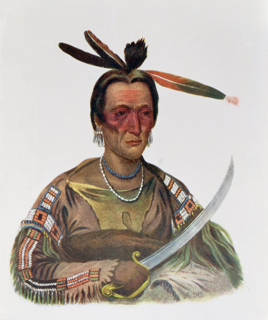 To-Ka-Cou, een Yankton Sioux Hoofd, 1837, illustratie uit 