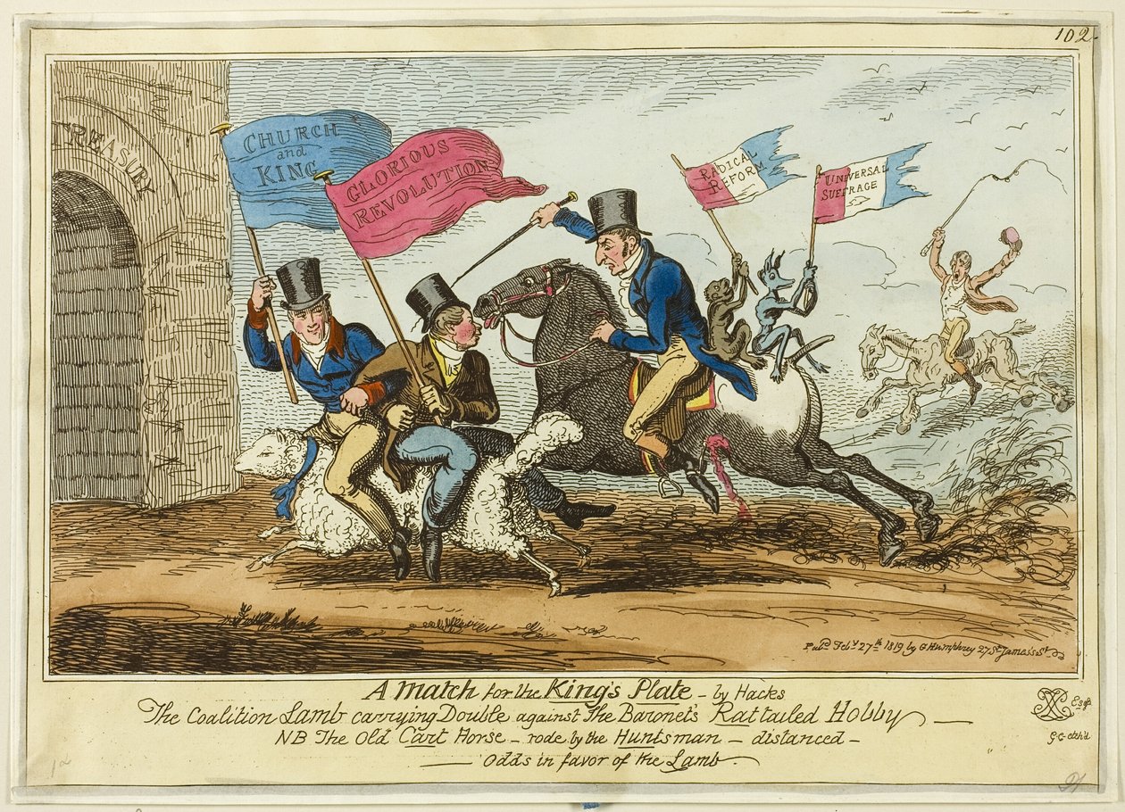 Een wedstrijd voor de koningen door Hacks door George Cruikshank
