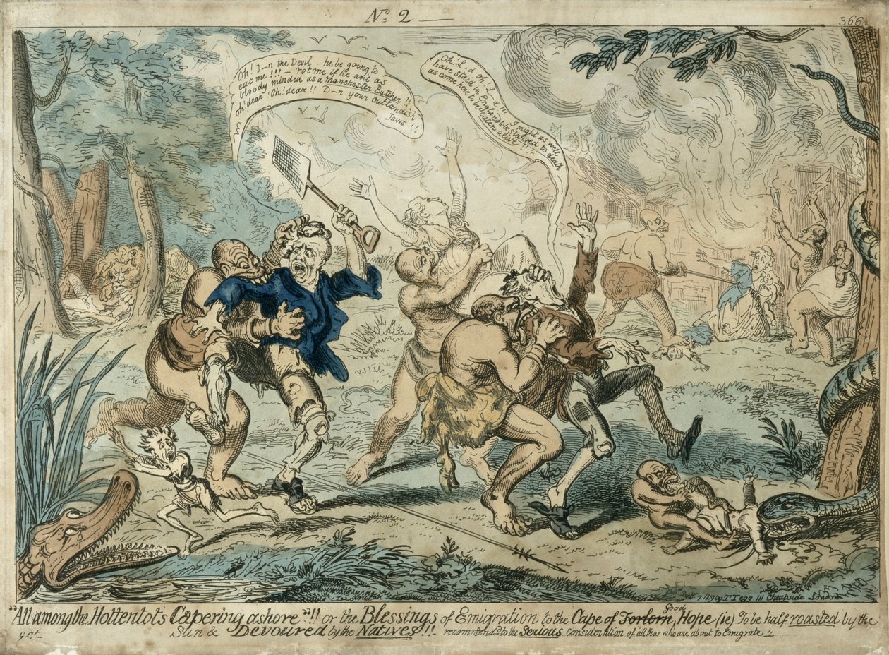 All Among the Hottentots Capering Ashore..., gepubliceerd 7 september 1819 door George Cruikshank