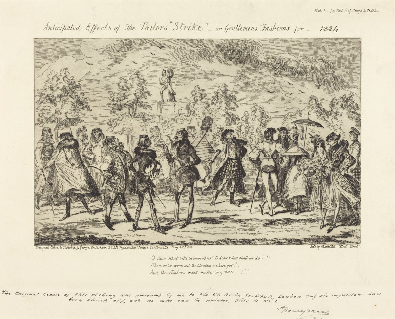 Verwachte effecten van de staking van de kleermakers door George Cruikshank