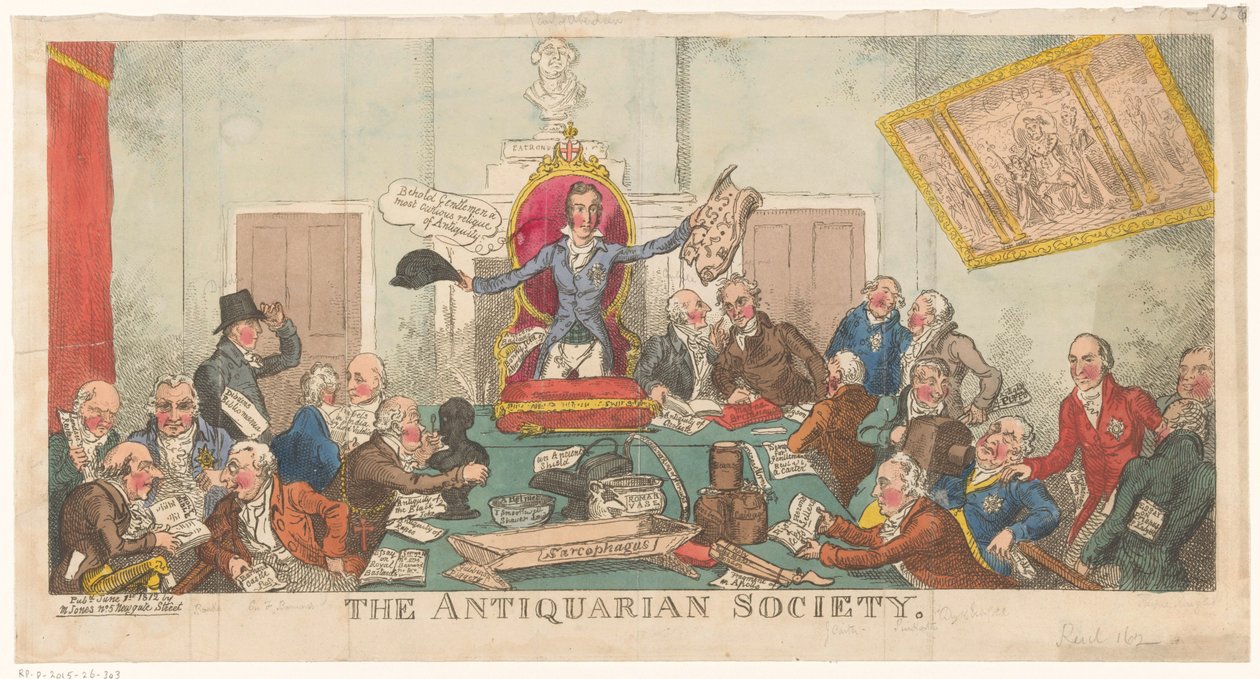 Versammlung der Society of Antiquaries door George Cruikshank