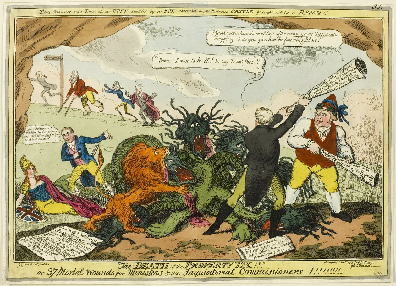 Dood van de Onroerendezaakbelasting! door George Cruikshank