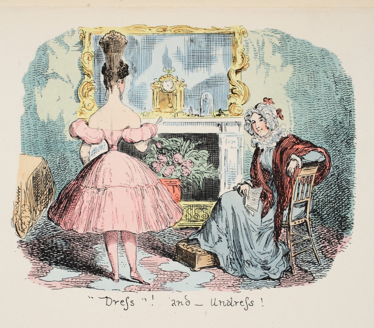 Kleding en ontkleding, gepubliceerd 1832 door George Cruikshank