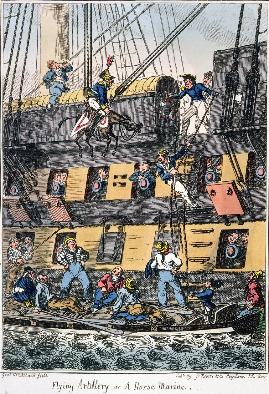 Vliegende artillerie of een paardmarinier door George Cruikshank