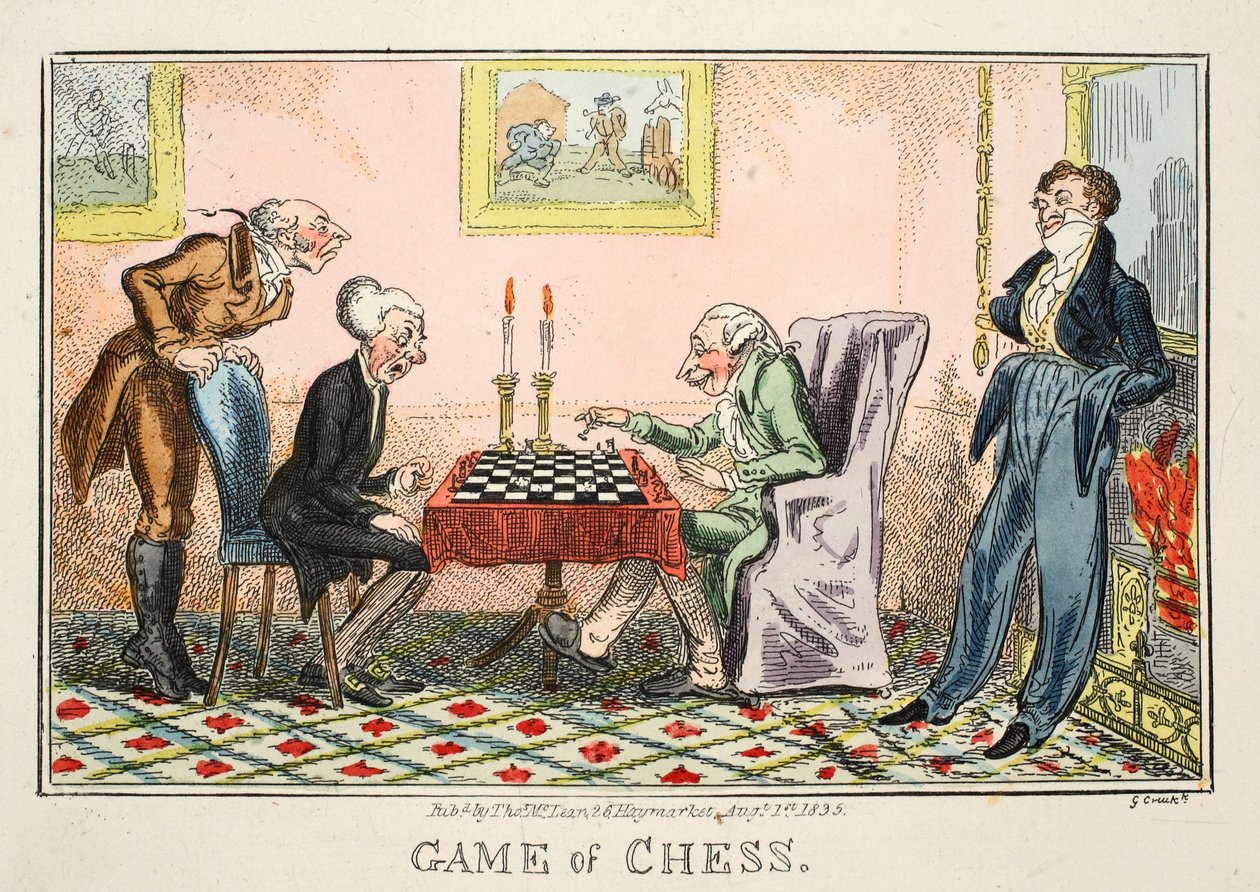 Schaakspel, uitgegeven door Thomas McLean, 1835 door George Cruikshank