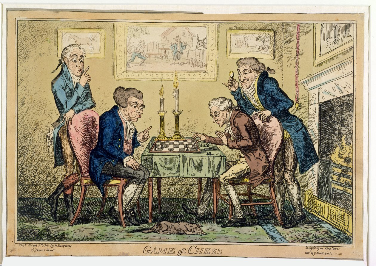 Schaakspel, uitgegeven door H. Humphrey, Londen door George Cruikshank