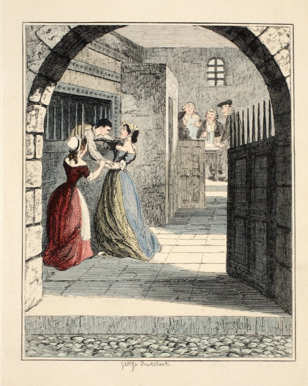Jack Sheppard ontsnapt uit de veroordeelde cel in Newgate, illustratie uit Jack Sheppard: Een Roman door William Harrison Ainsworth door George Cruikshank
