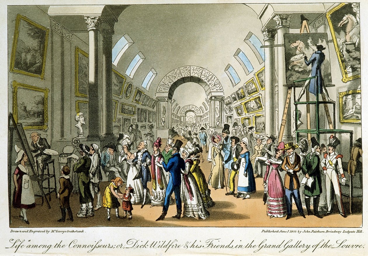 La grande galerie du Louvre - in “Life in Paris” door David Carey, Londen door George Cruikshank