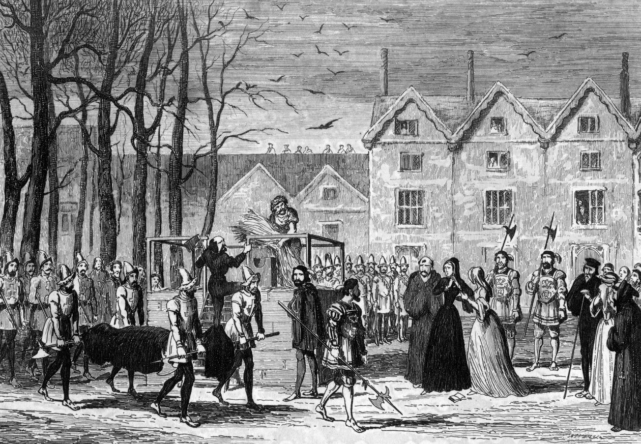 Lady Jane Grey ontmoet het lichaam van haar man op weg naar het schavot, 1554, 1840 door George Cruikshank