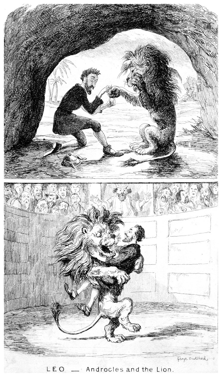 Leo - Androcles en de Leeuw, 19e eeuw door George Cruikshank