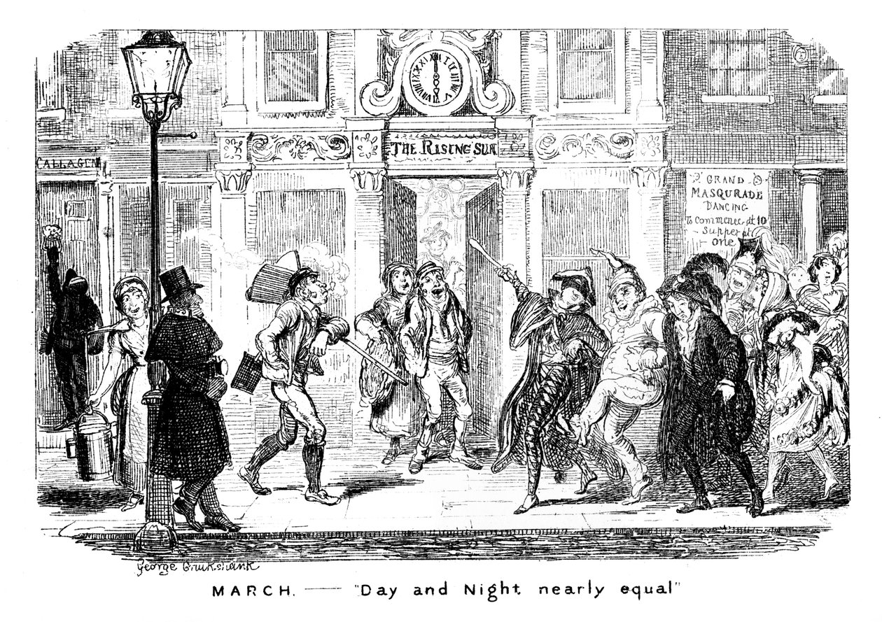 Maart - Dag en nacht bijna gelijk, 19e eeuw door George Cruikshank