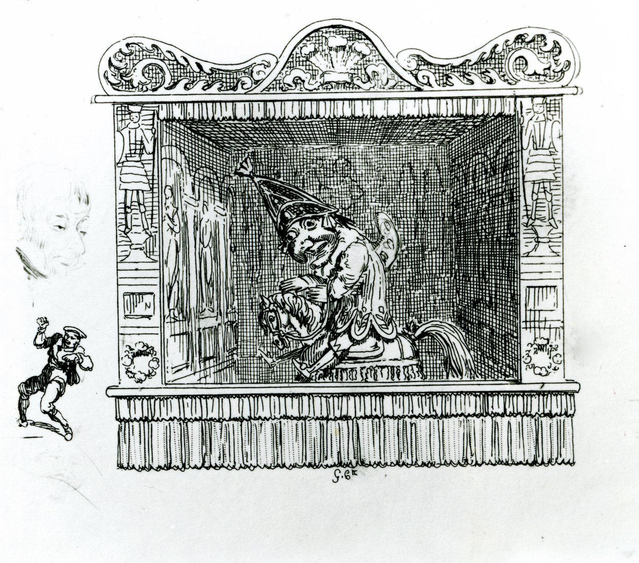 Meneer Punch op Hector het Paard door George Cruikshank