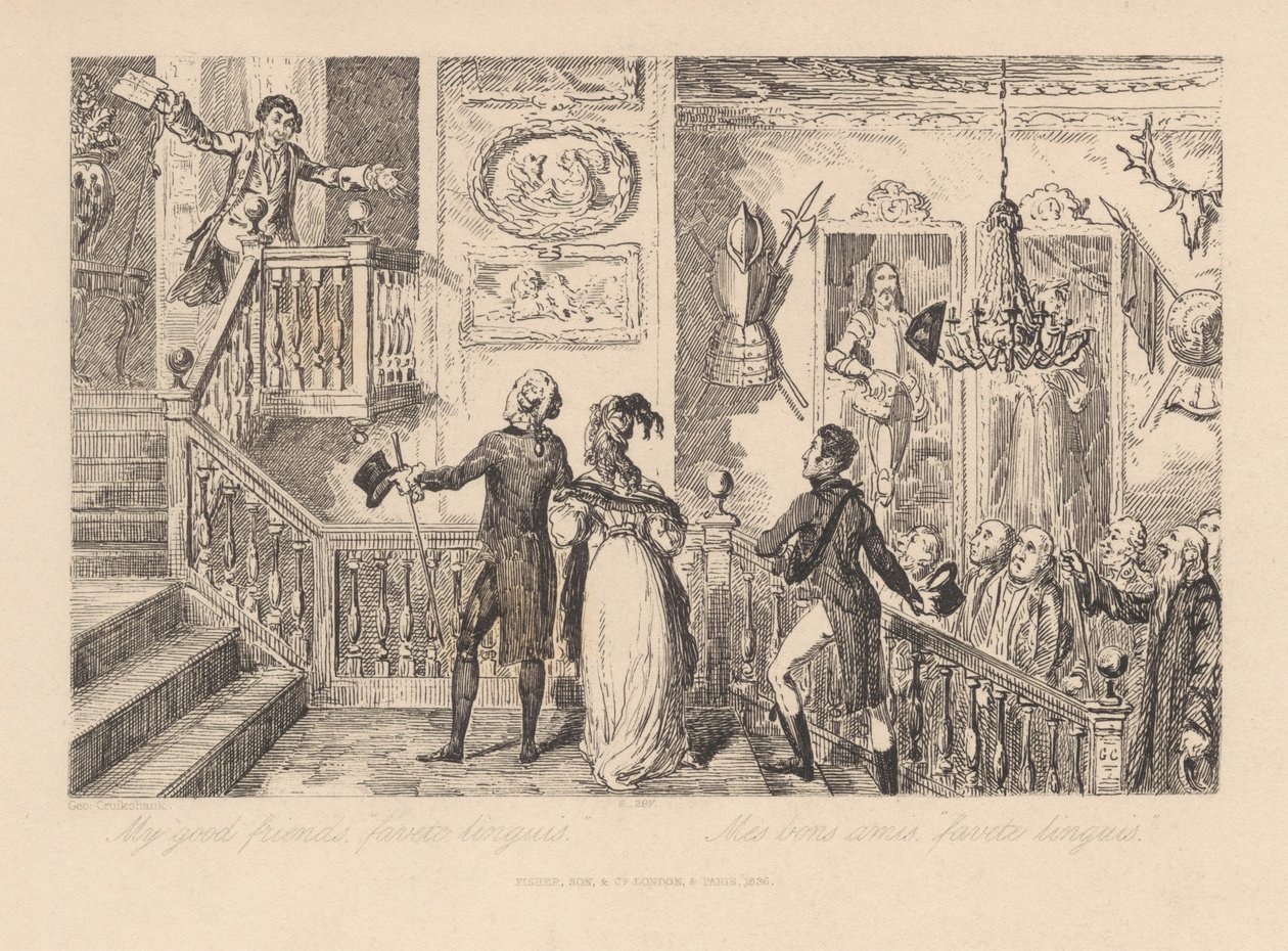 Mijn goede vrienden, „favete linguis” door George Cruikshank