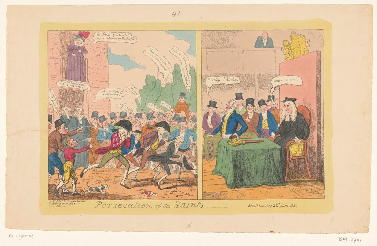 Spotprent op de Engelse binnenlandse politiek, 1820 door George Cruikshank