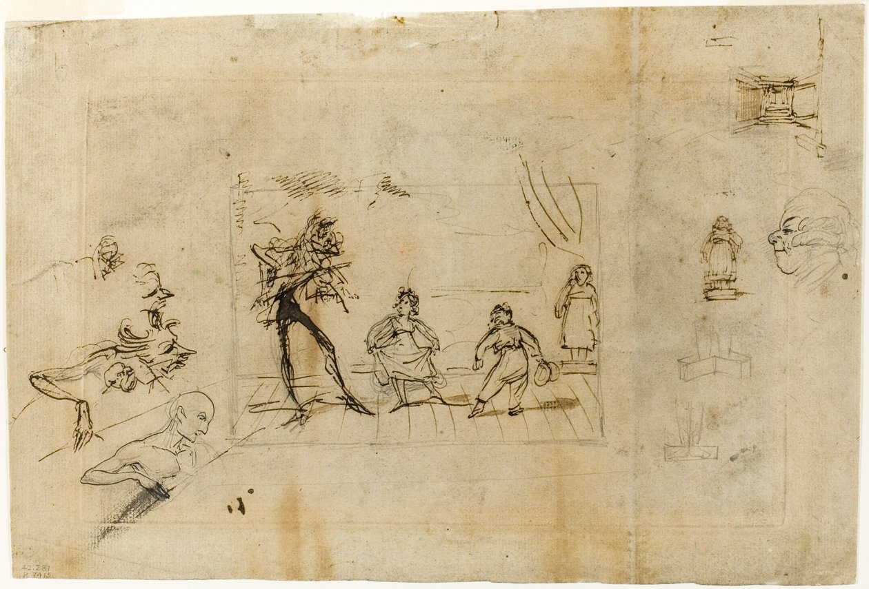 Studie voor de Dansles, deel 2: Het Menuet door George Cruikshank