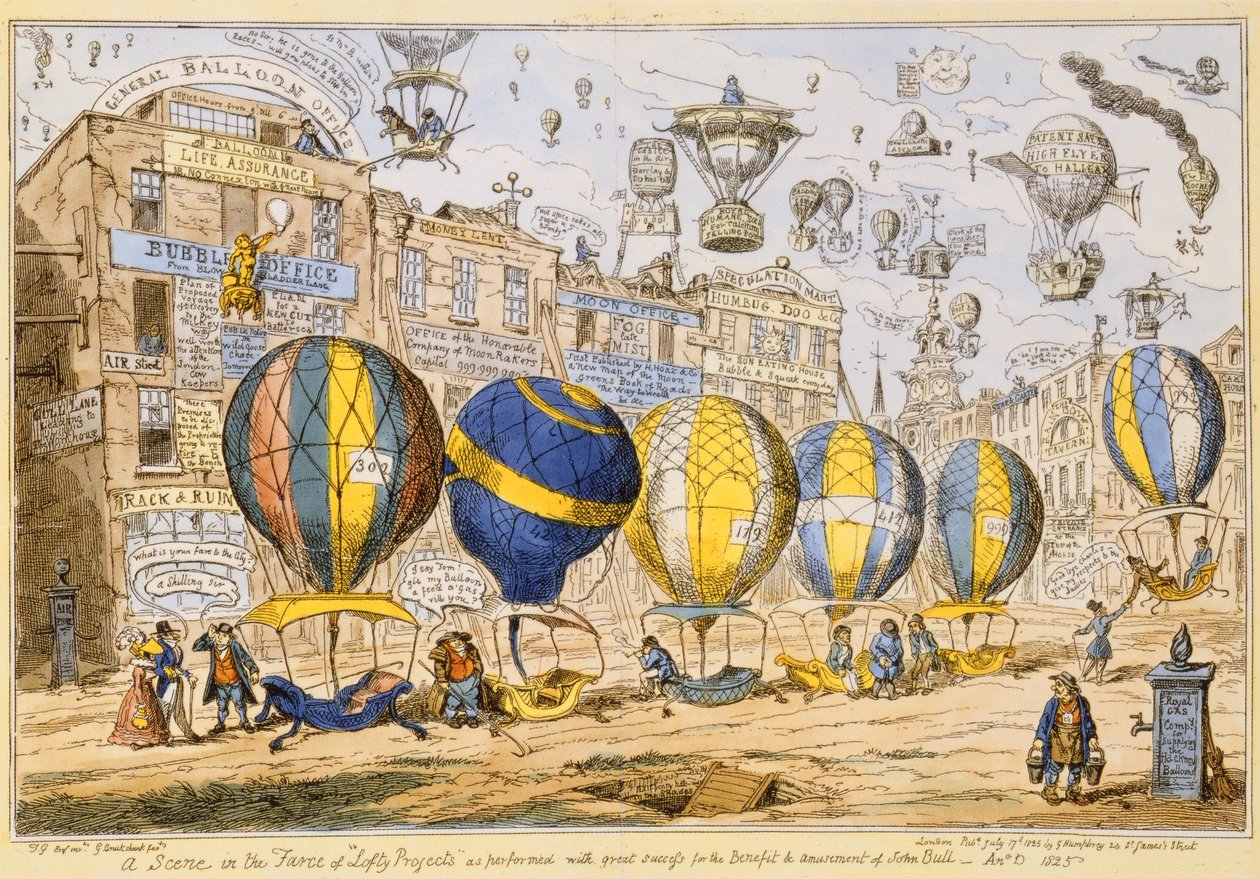Taxi ballonnen, uitgegeven door G. Humphrey, 1825 door George Cruikshank