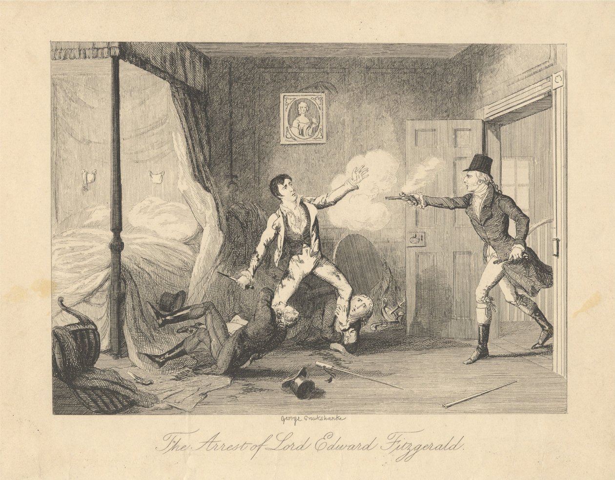 De arrestatie van Lord Edward Fitzgerald door George Cruikshank