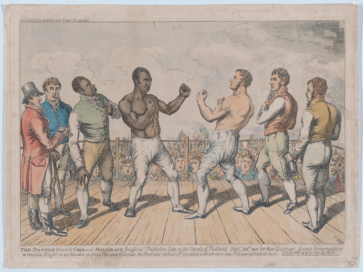 De strijd tussen Cribb en Molineaux, 28 september 1811 door George Cruikshank