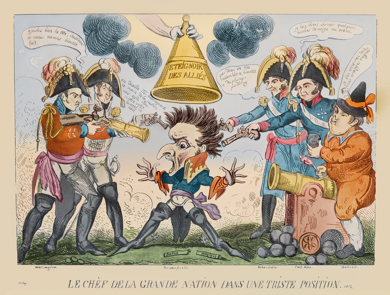 Het Hoofd van de Grote Natie in een Vreemde Situatie, 1813 door George Cruikshank