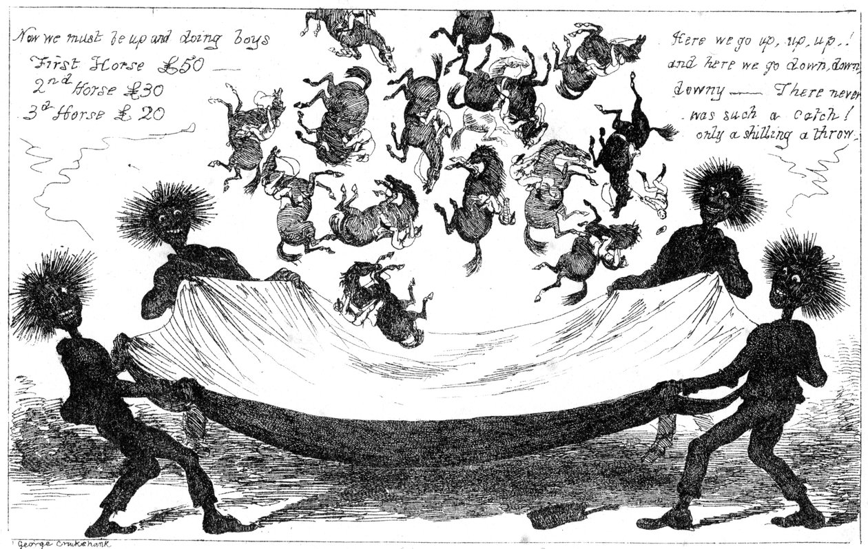 Het Monster Veegt, een Toss Up voor de Derby, 19e eeuw door George Cruikshank