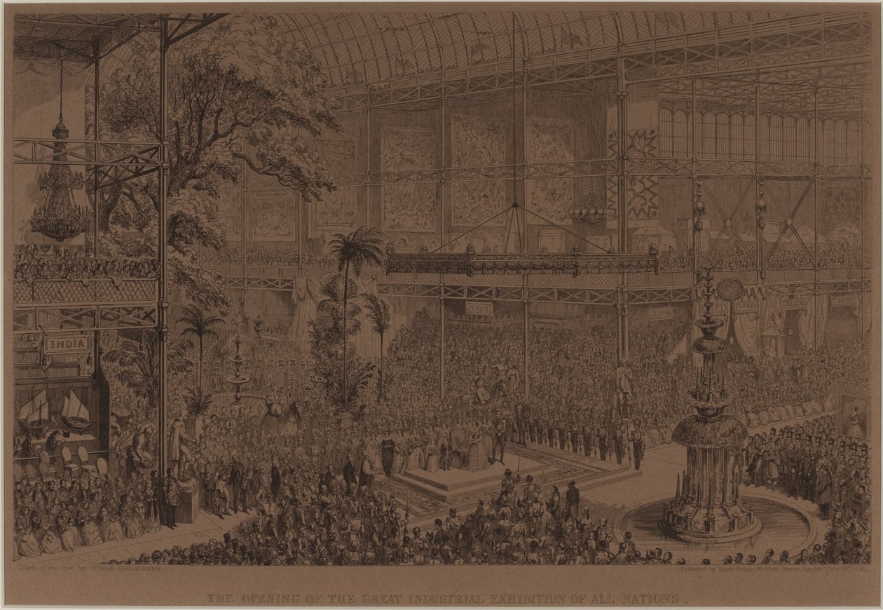 De Opening van de Grote Industriële Tentoonstelling van Alle Naties, 1 mei door George Cruikshank