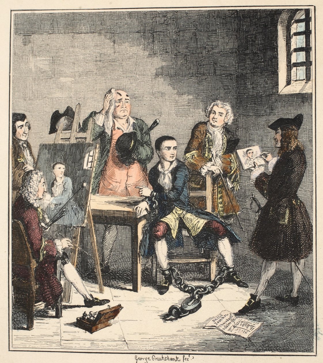 Het Portret, illustratie uit Jack Sheppard: Een Romantiek door William Harrison Ainsworth door George Cruikshank